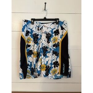 Hurley Board Shorts Mens‎ Size 38 Waist Floral Colorblock Quick Dry Surf Beach